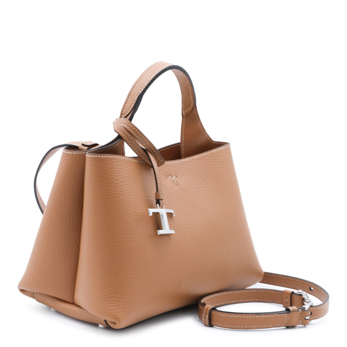 Tod's Structured Textured Leather Handbag With Silver-Tone Charm