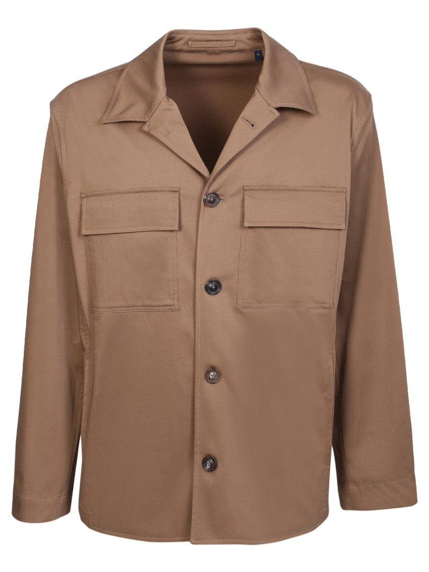 Lardini Stylish Beige Stretch Cotton Shirt