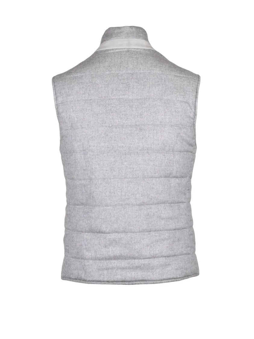 Eleventy Grey Silk Cashmere Flannel Vest