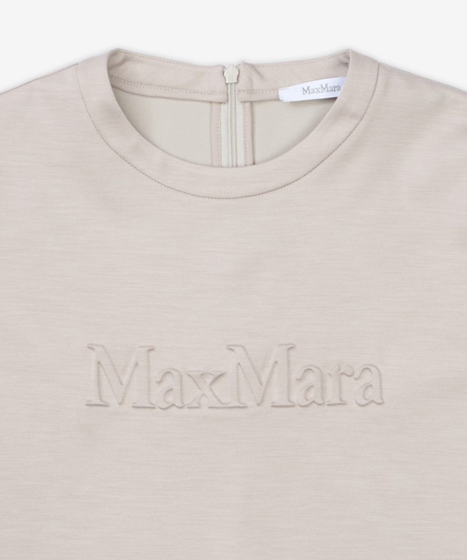 Max Mara Short-Sleeved Wool Top With Embossed Logo Detail