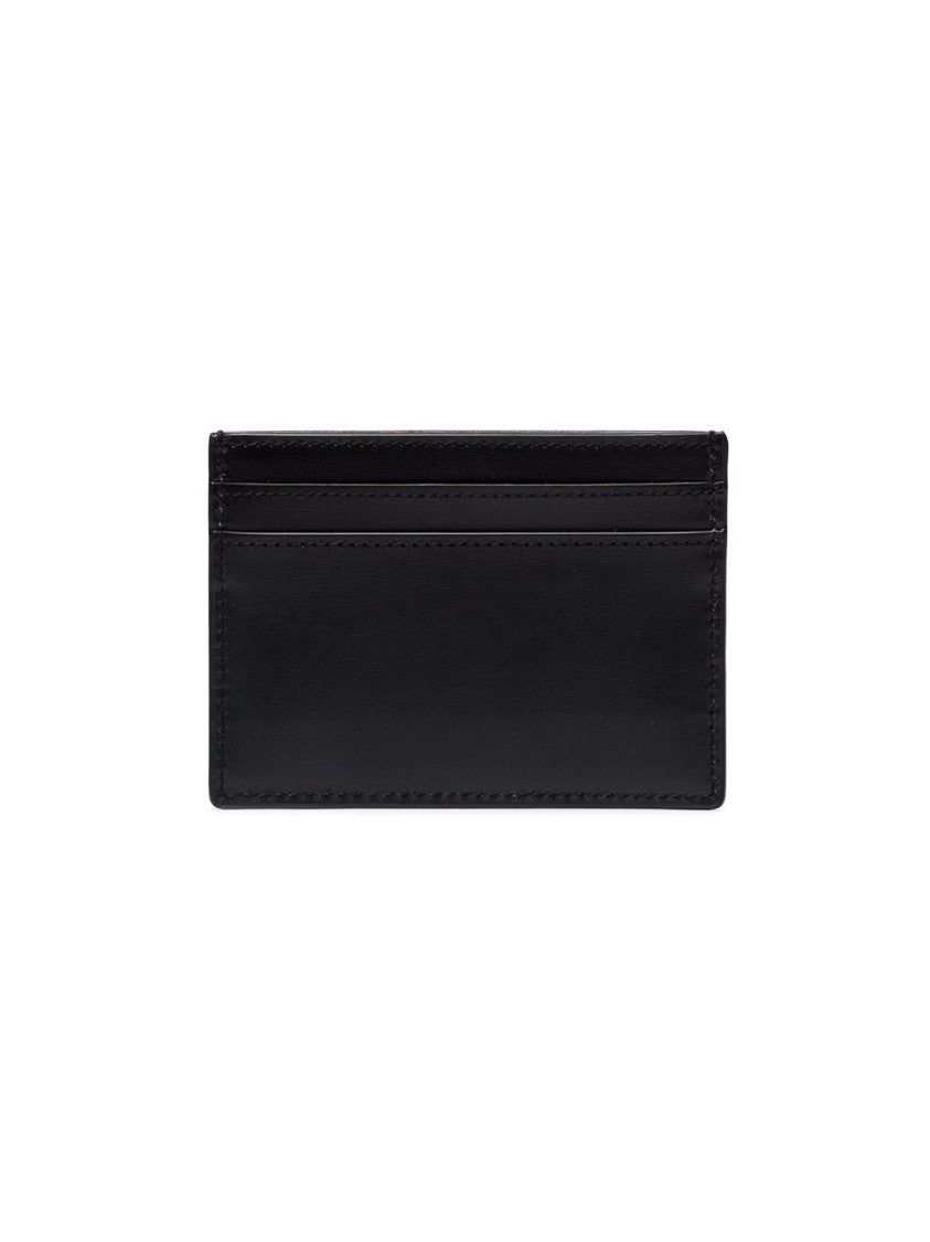 Saint Laurent Minimalist Black Calfskin Credit Cardholder With Logo Embellishment