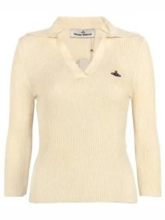Vivienne Westwood Ribbed Knit Sweater With V-Neckline And Emblem