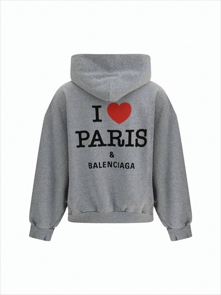 Balenciaga Relaxed Fit Zip-Up Hoodie With Heart Graphic