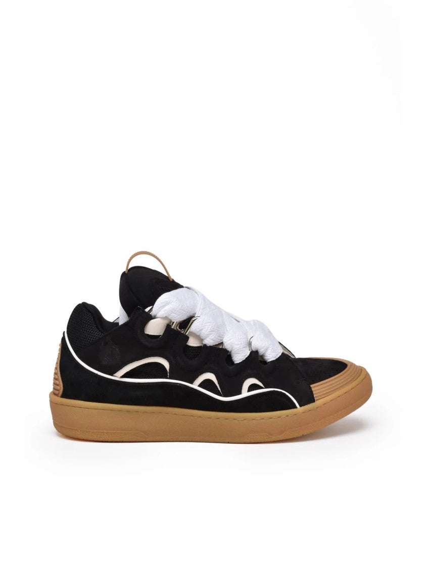 Lanvin Black/White Curb Padded Suede Sneakers