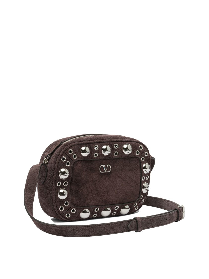 Valentino Garavani Brown Suede Crossbody Bag