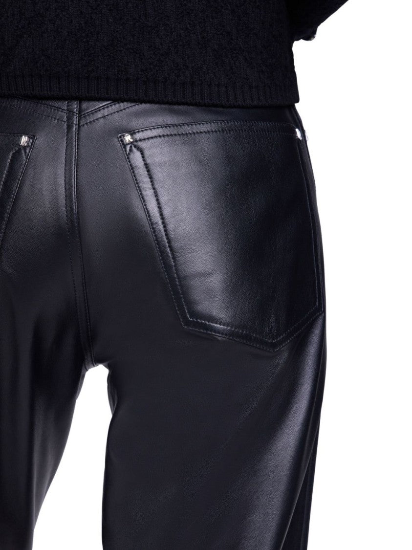 Rabanne Flared Nappa Leather Trousers With High Waist