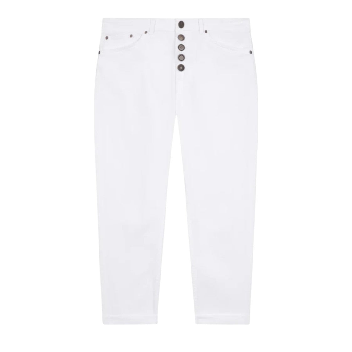Dondup Cropped White Jeans With High-Rise Waist