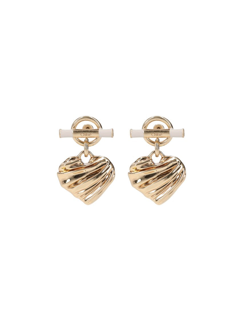 Chloé Heart-Shaped Gold-Tone Hoop Earrings With Sculptural Charm