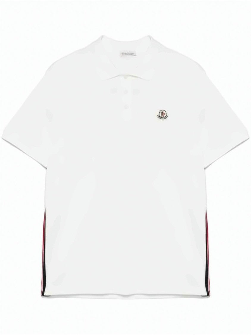 Moncler Classic White Polo Shirt With Striped Accents Andlogo