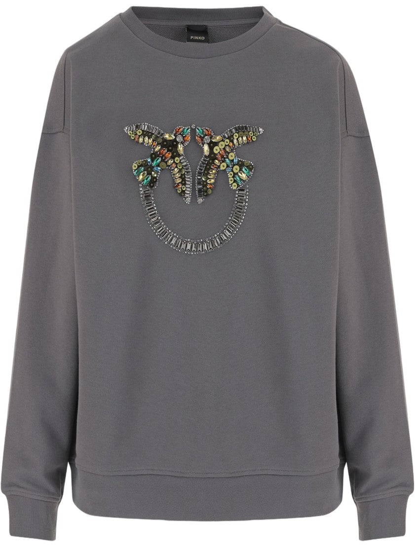 Pinko Embellished Cotton Sweatshirt With Front Logo