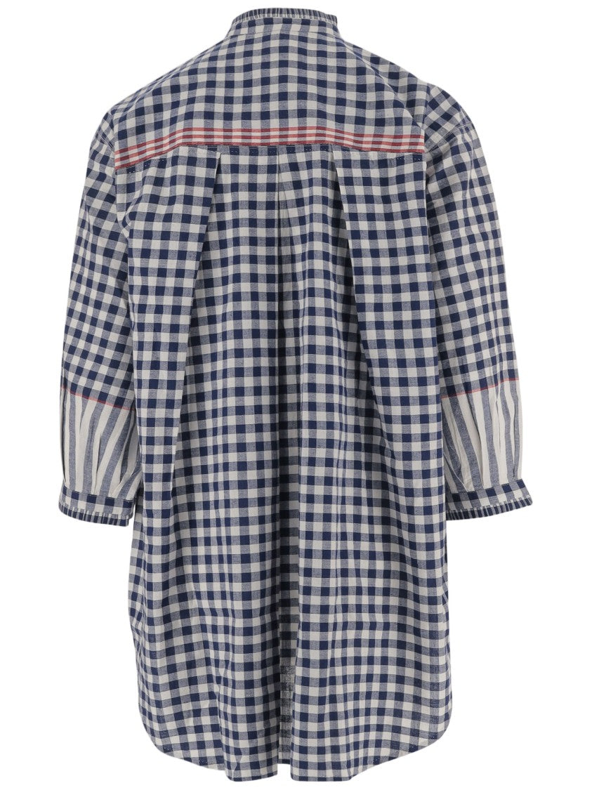 Pero Three-Quarter Sleeve Oversized Checked Shirt