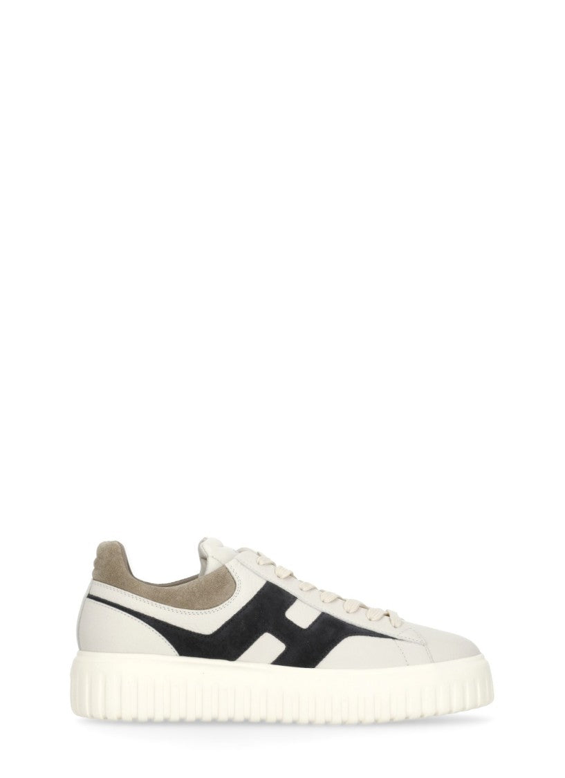 Hogan Ivory H-Stripes Suede-Blend Sneakers