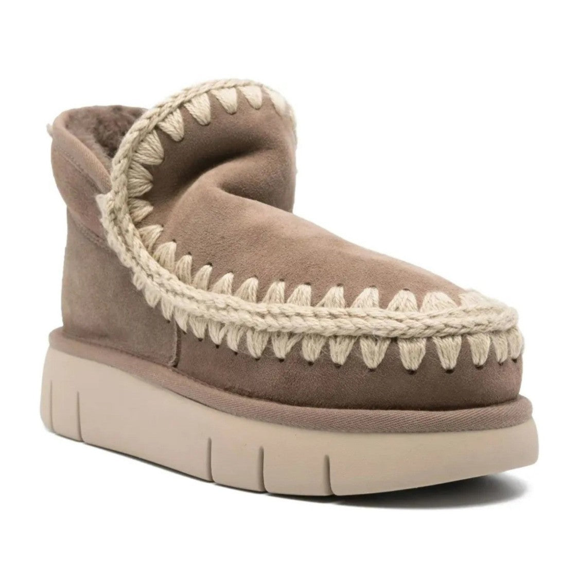 Mou Gray Eskimo Bounce Sheepskin Whipstitch Boots