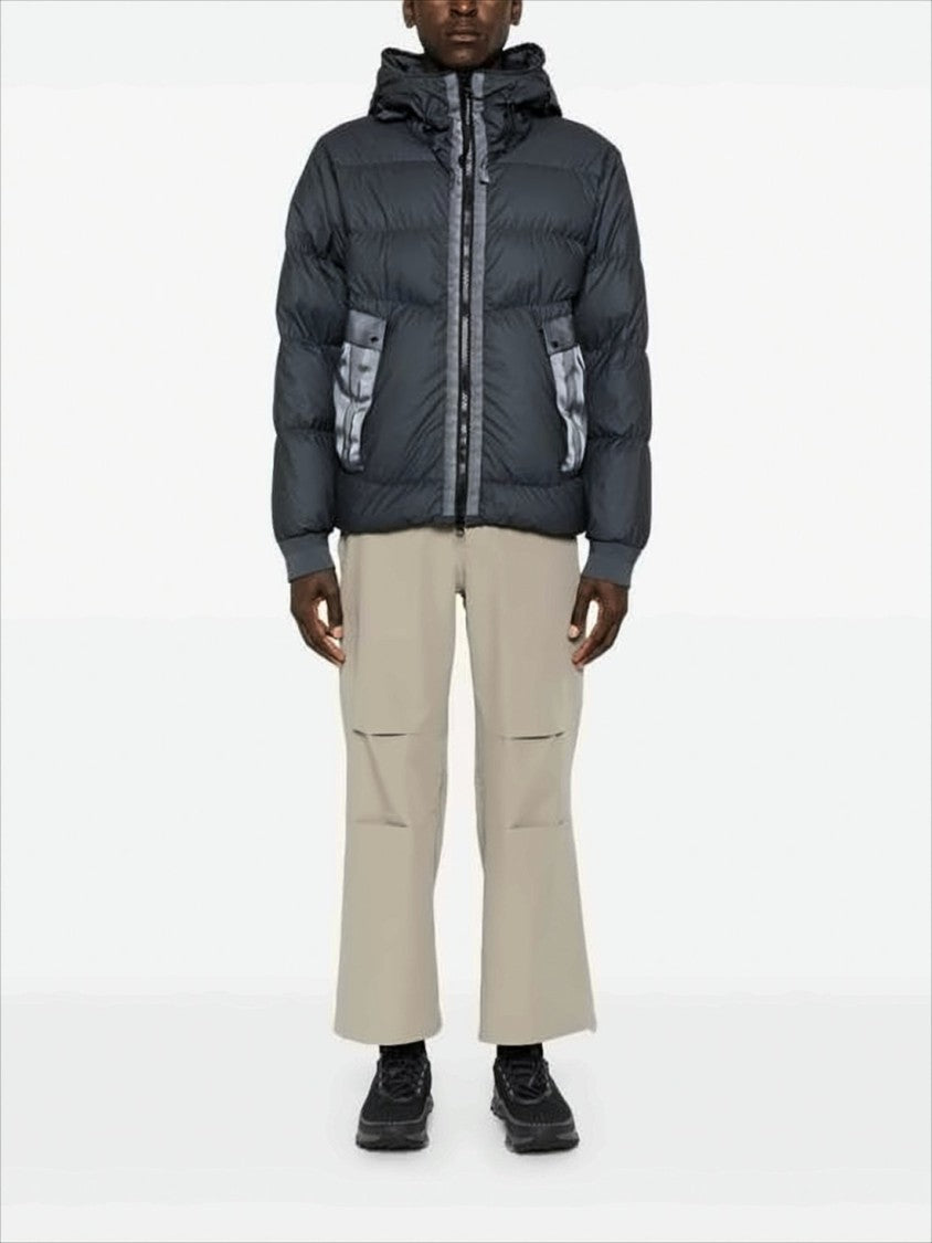 C.P. Company Quilted Black Down Jacket With Adjustable Hood And Ribbed Cuffs