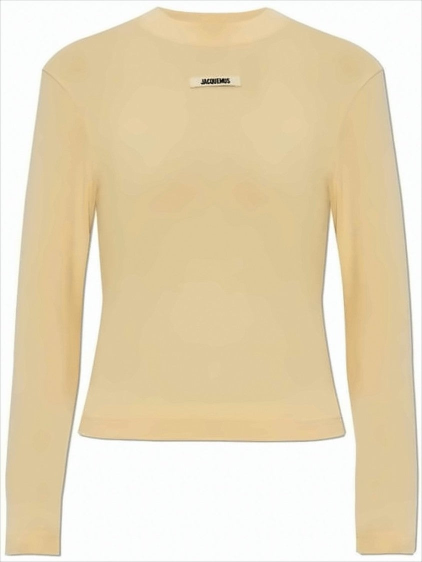 Jacquemus Fitted Long-Sleeve Top With Crew Neckline And Subtle Logo