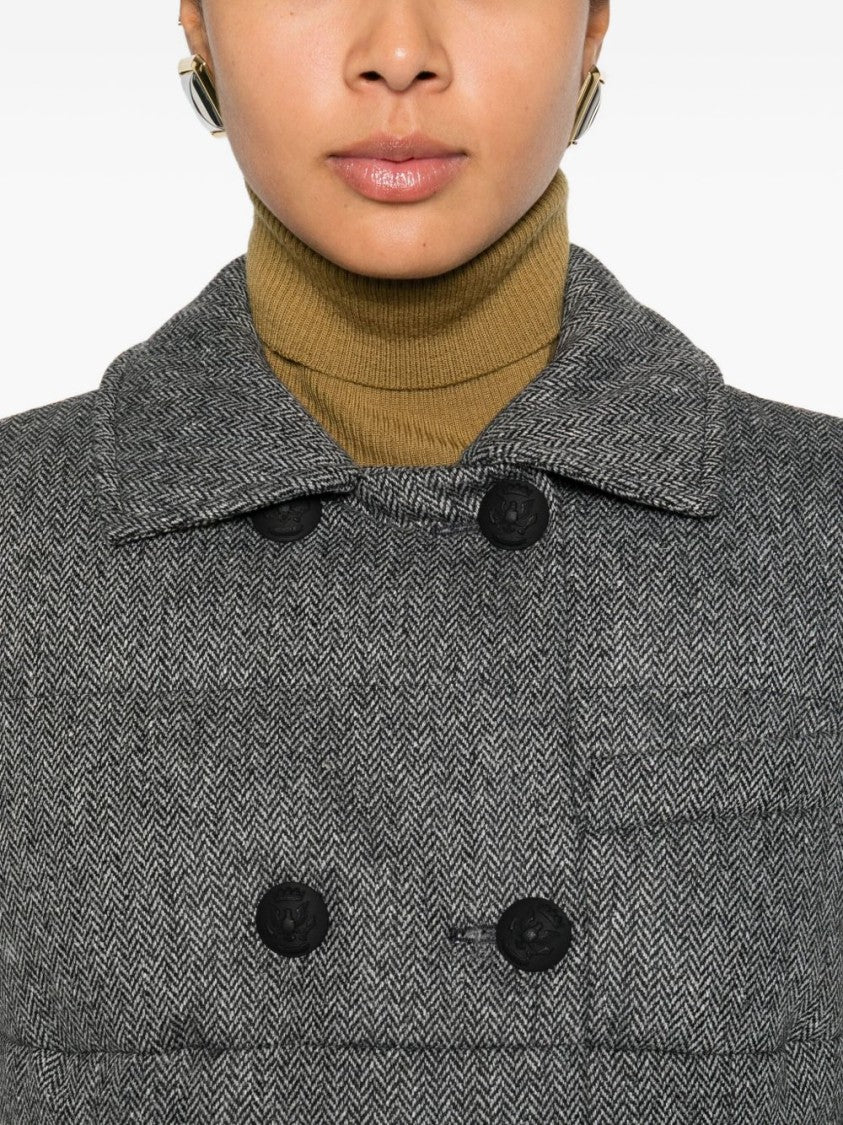 Peuterey Quilted Grey Parka With Double-Breasted Front