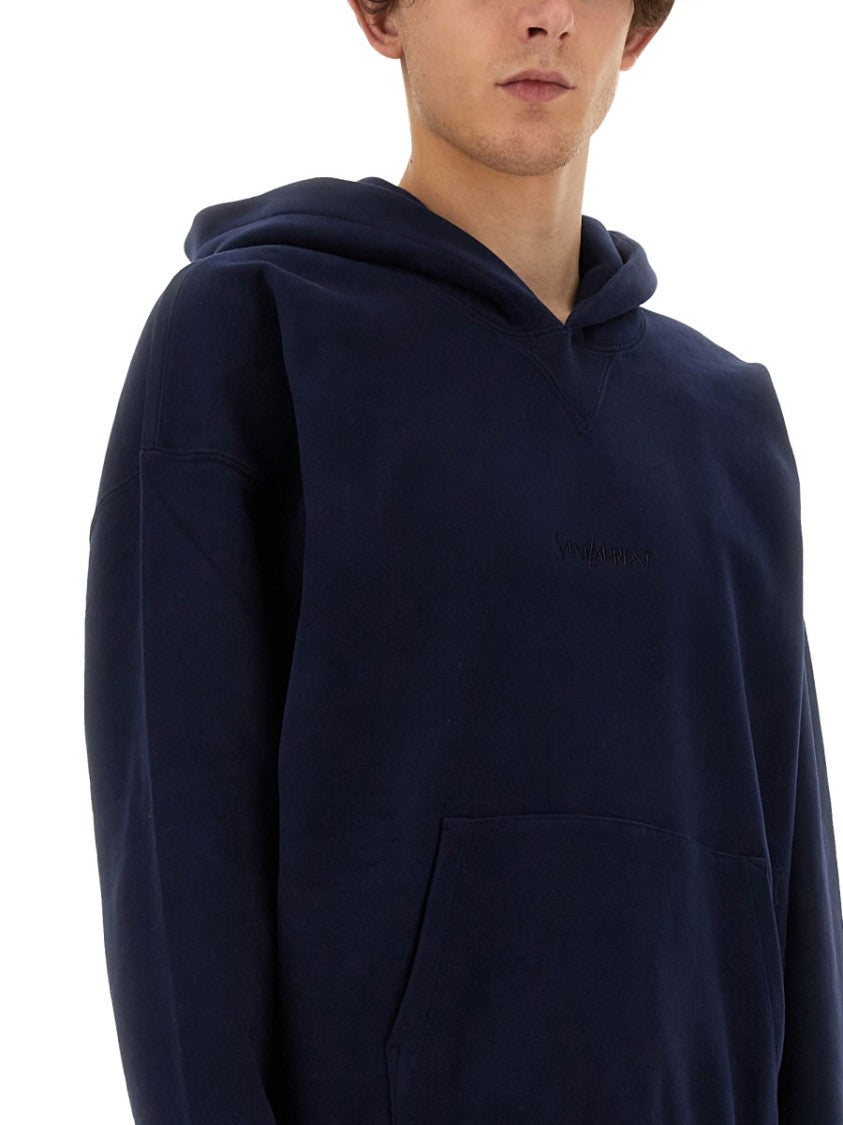 Saint Laurent Relaxed Fit Deep Navy Hoodie