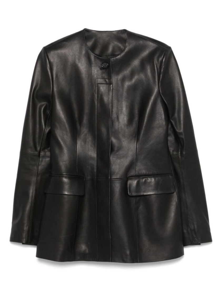 Totême Lamb Leather Collarless Structured Jacket
