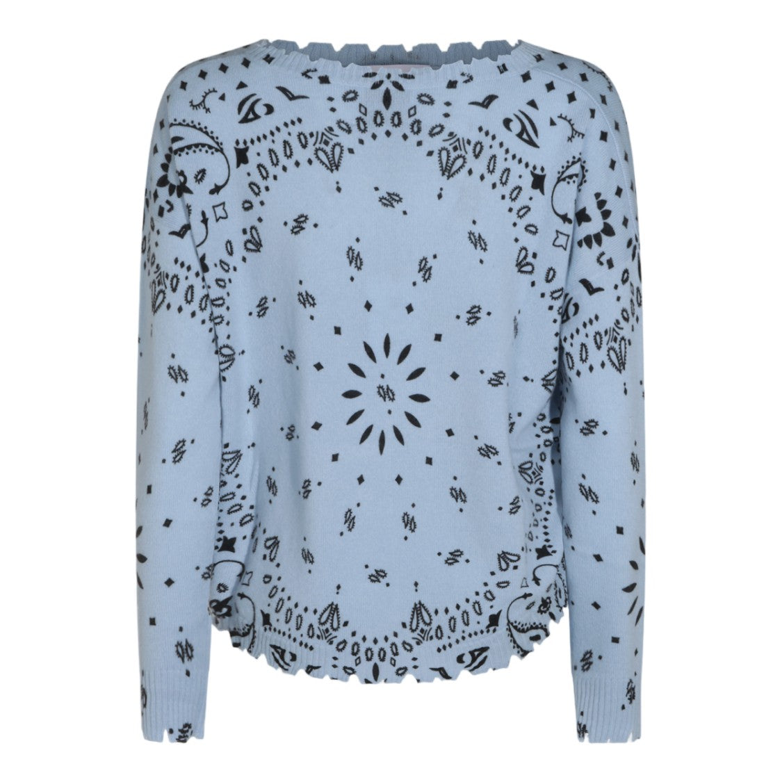 Kujiten Intricate Bandana-Print Sweater With Scalloped Edges
