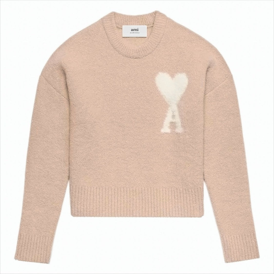 Ami Big Heart Logo Knit Sweater With Relaxed Fit