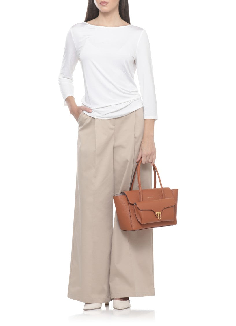 Coccinelle Structured Medium Shoulder Bag With Pebbled Leather Finish
