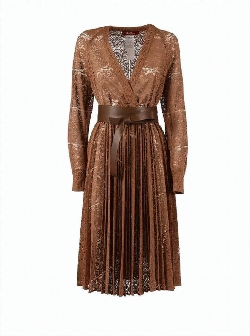 Max Mara Elegant Midi Dress With Lace