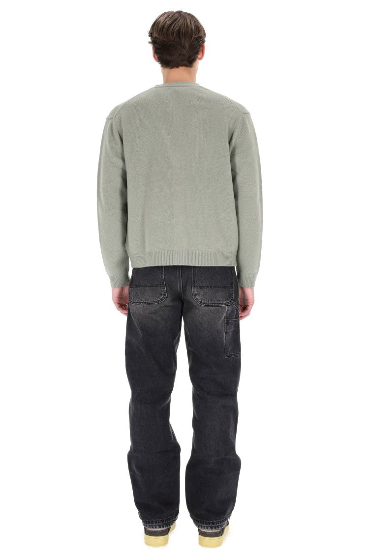 Maison Kitsuné Merino Wool Cardigan With Large Fox Embroidery