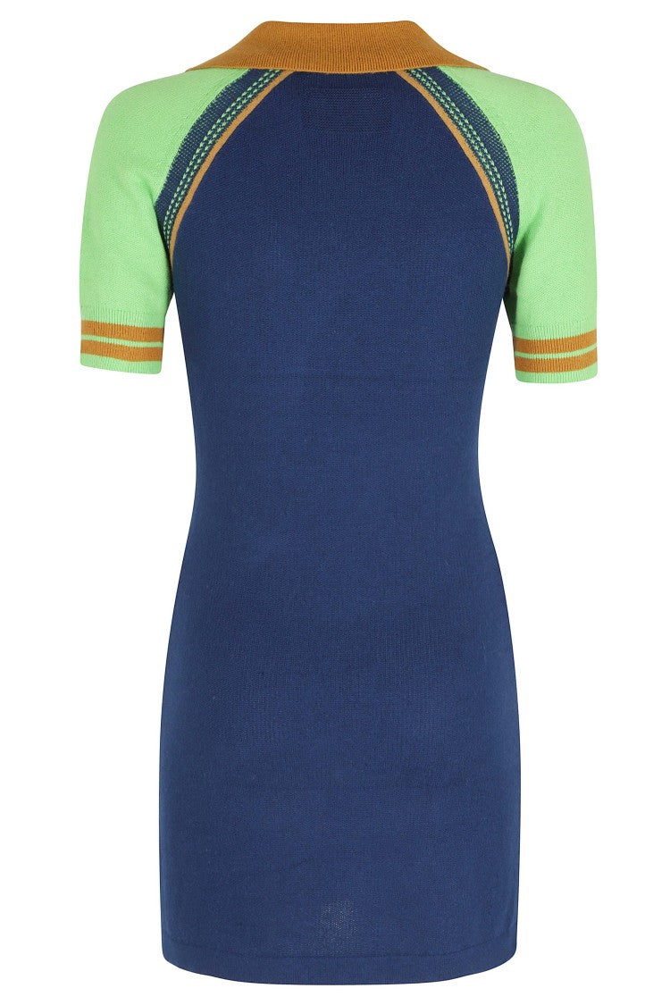 Guest In Residence Blue Ace Polo Striped-Sleeves Cotton-Blend Mini Dress