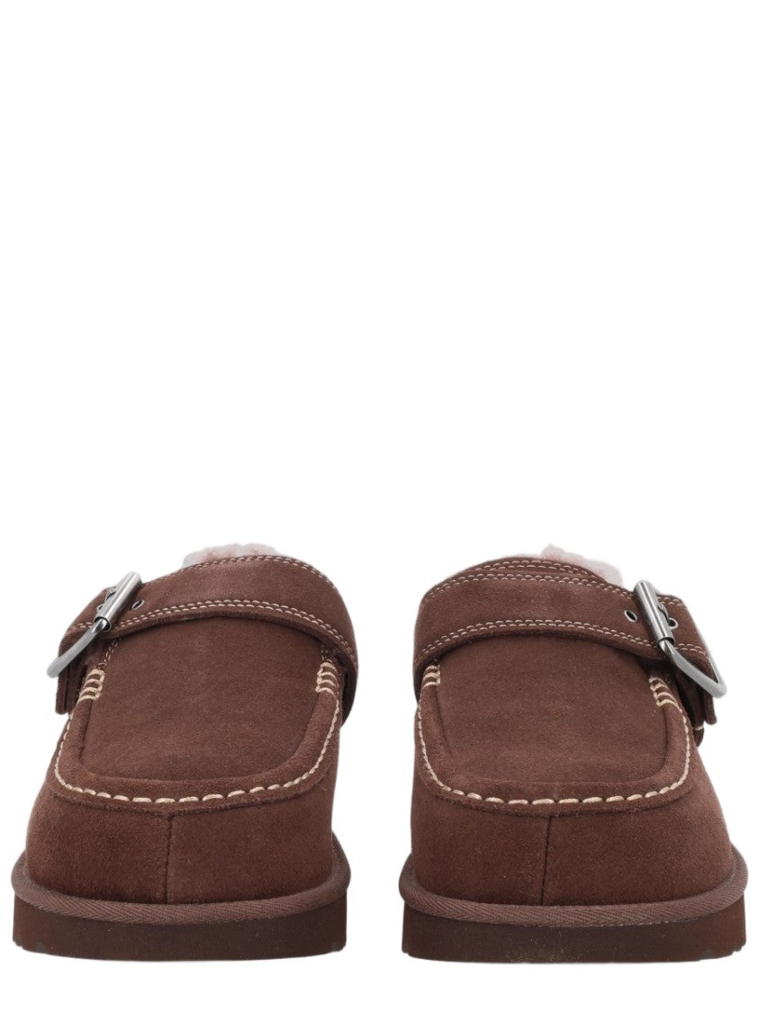 Ugg Beige Leather Metallic Buckle Flats