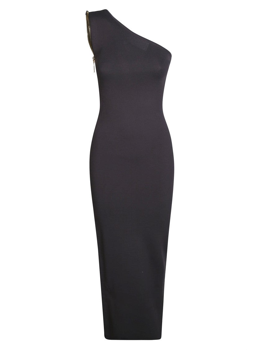 Elisabetta Franchi One-Shoulder Form-Fitting Midi Dress