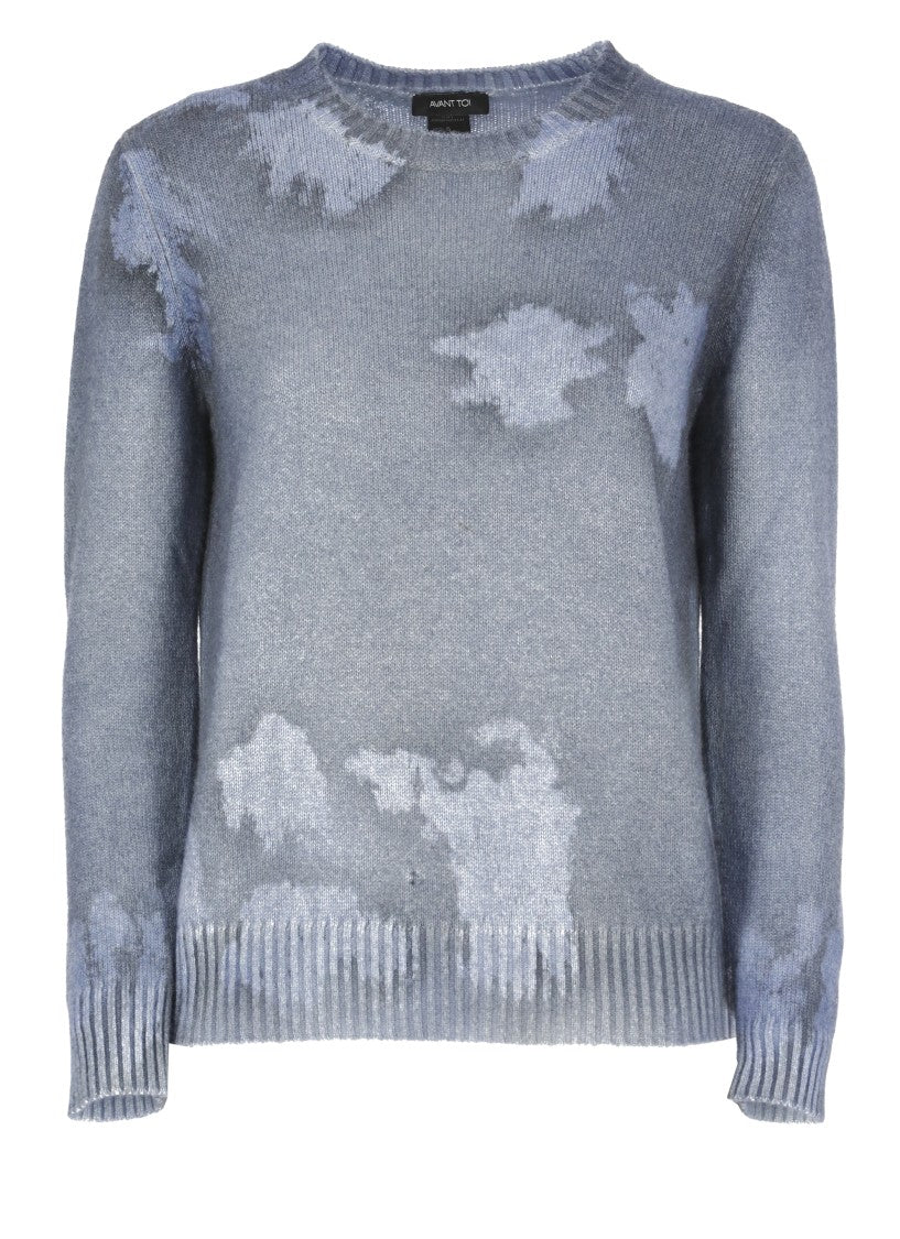 Avant Toi Cashmere Sweater With Unique Blue Pattern