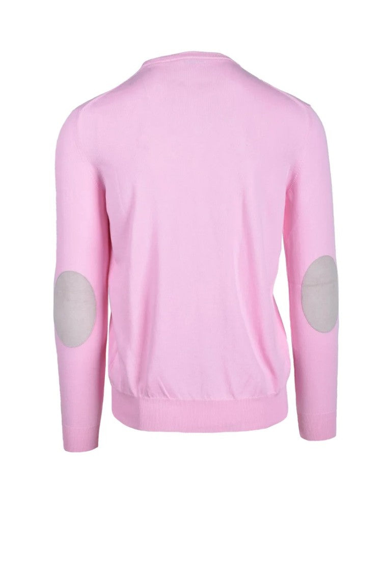 Manipur Pink Elbow-Patch Cotton Sweater
