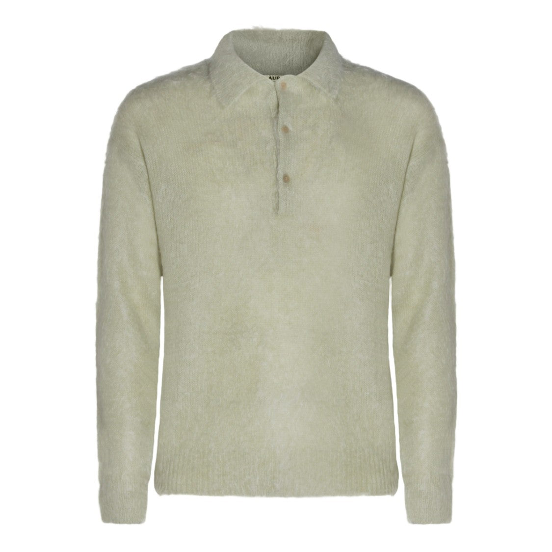 Auralee Soft Textured Green Sweater With Classic Collar