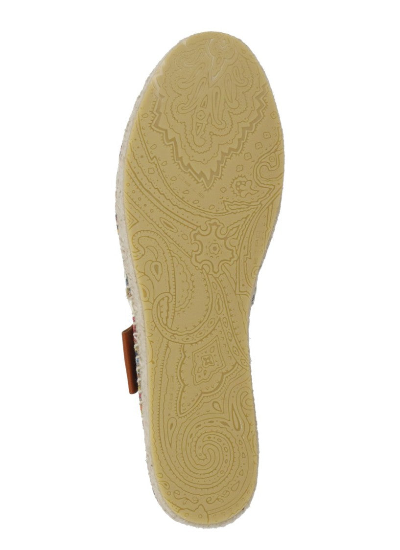 Etro Ivory Printed Gabardine Paisley Espadrilles