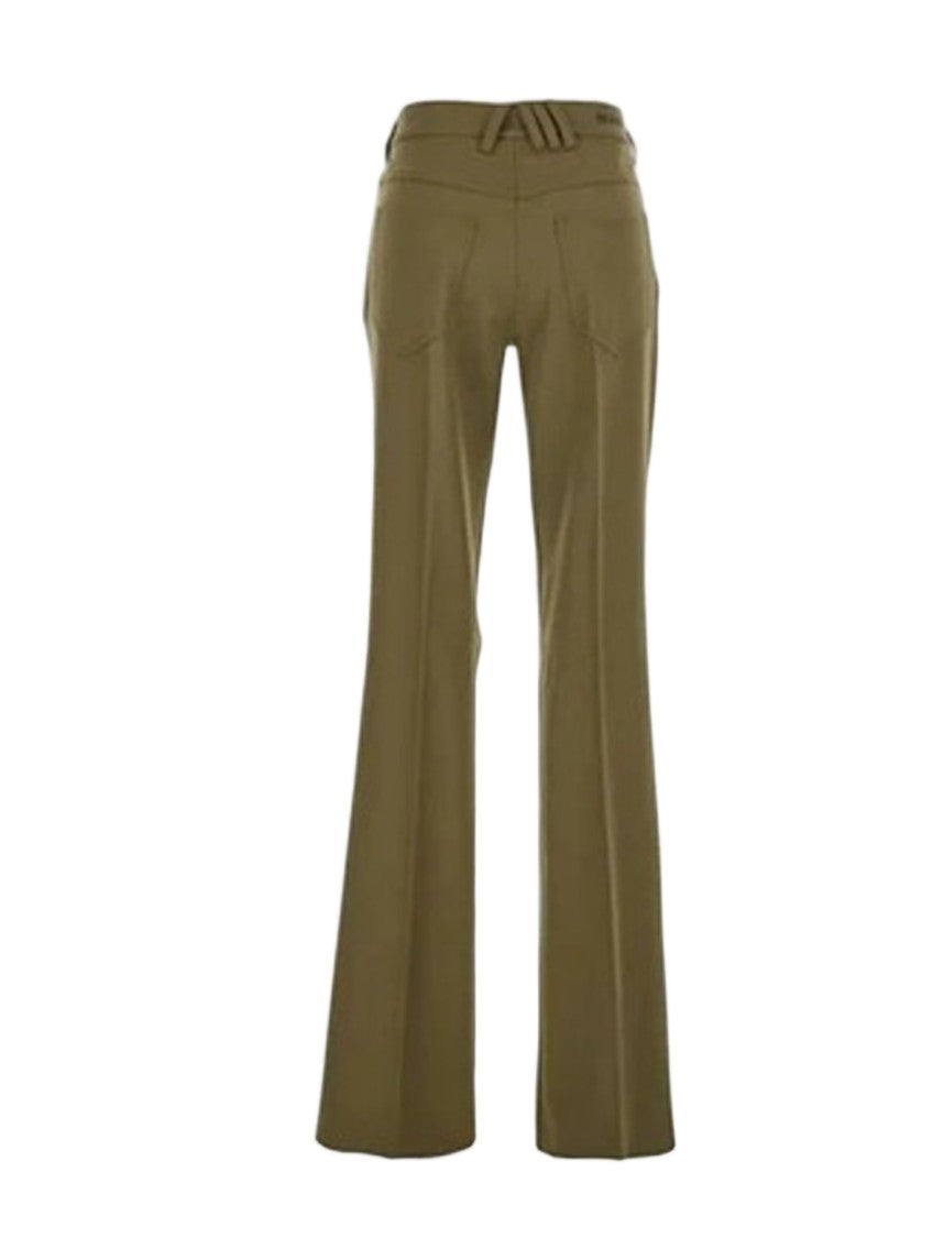 The Attico Flared Green Tailored Pants With Front Pence Detailing