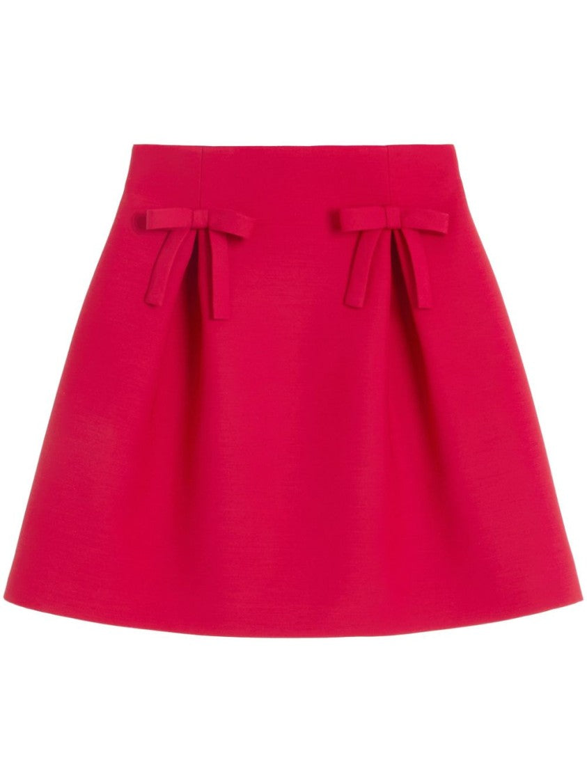 Valentino Flared Silk Skirt With Bow Detail
