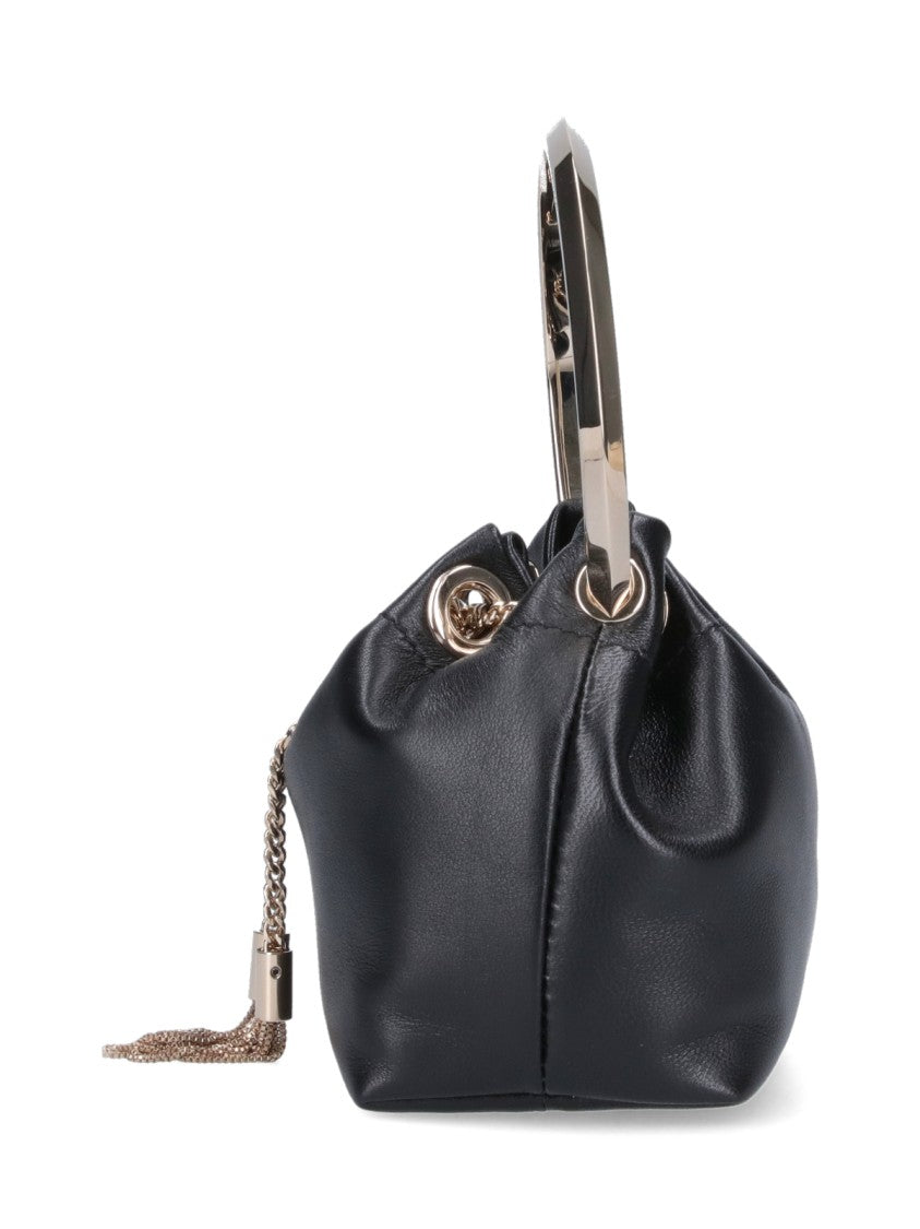Jimmy Choo Gathered Leather Handbag With Gold-Tone Chain Tassels