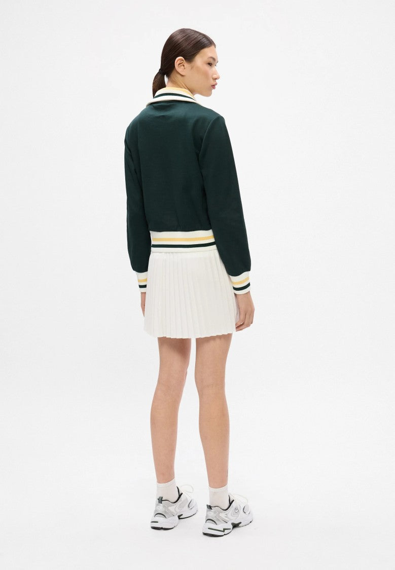 Lacoste Cropped Striped Trims Embroidered Logo Jacket
