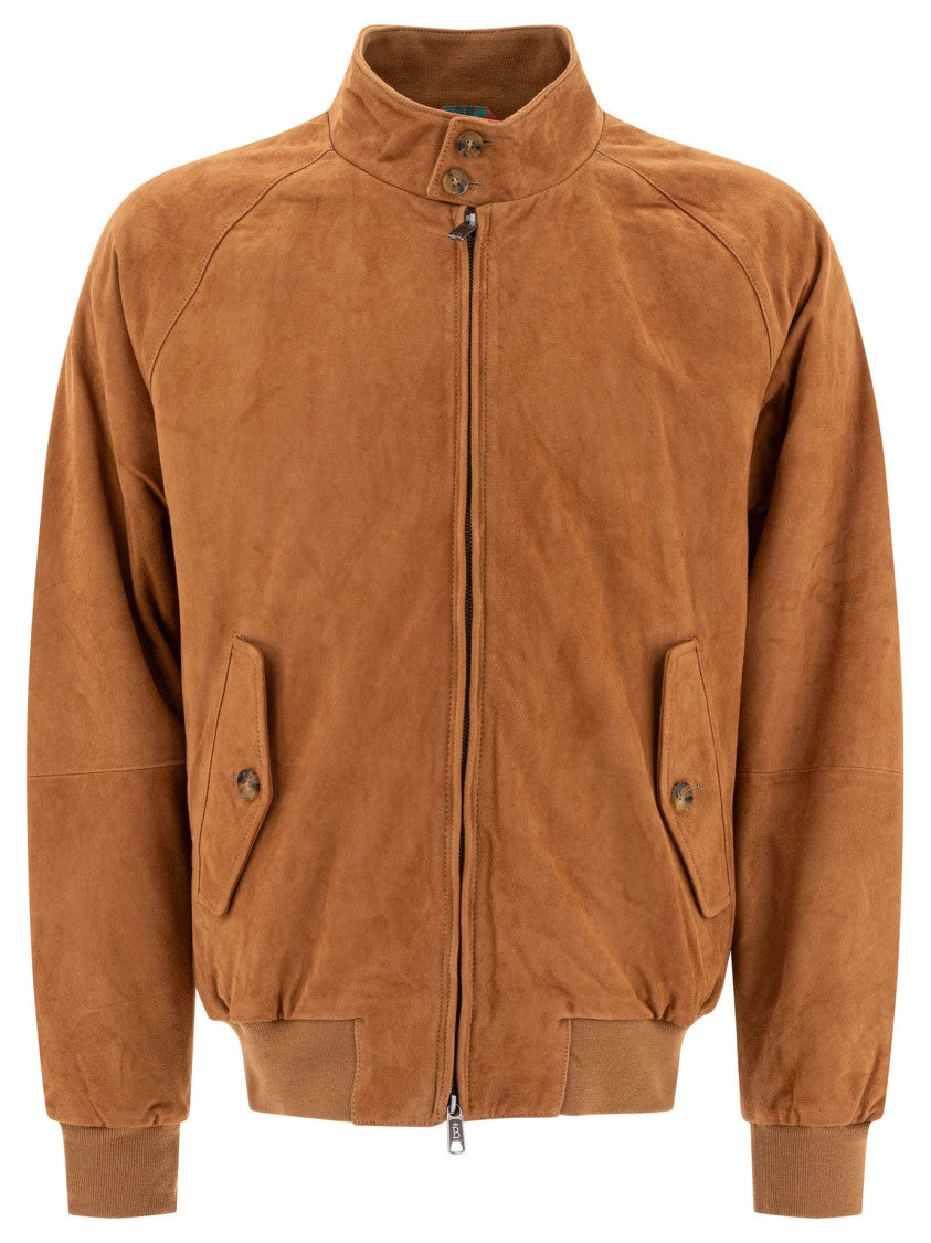 Baracuta Suede Leather Jacket With High Collar