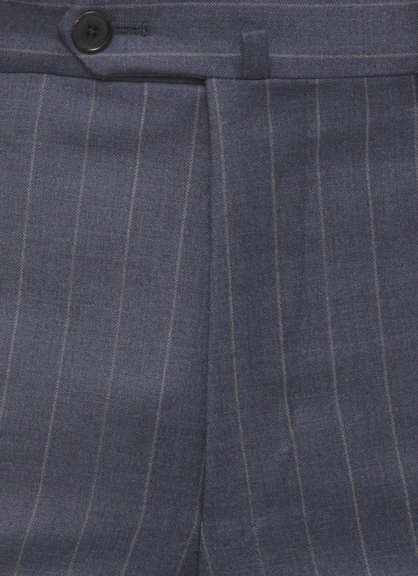 Caruso Double-Breasted Wool Suit With Pinstriped Pattern