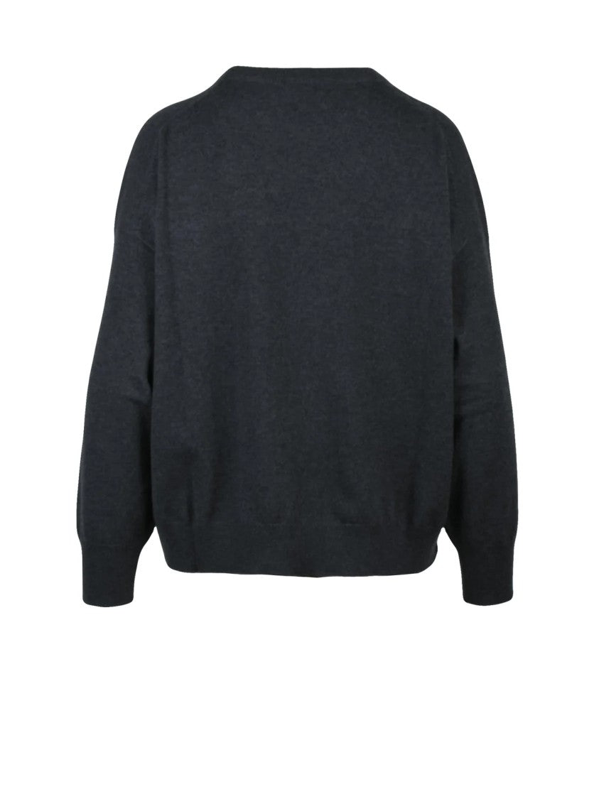 Brunello Cucinelli Cashmere Crewneck Sweater With Relaxed Fit And Decorative Detail
