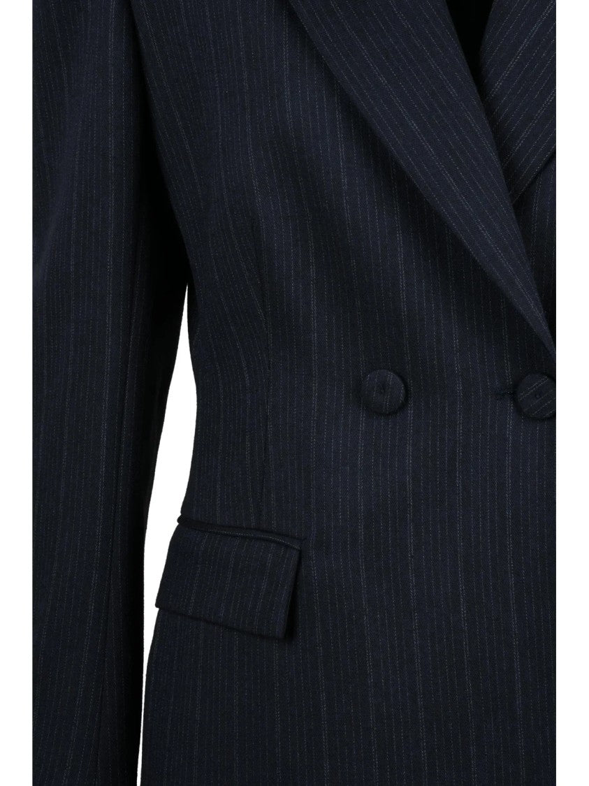 Margaux Lonnberg Long Tailored Double-Breasted Viscose-Blend Jacket