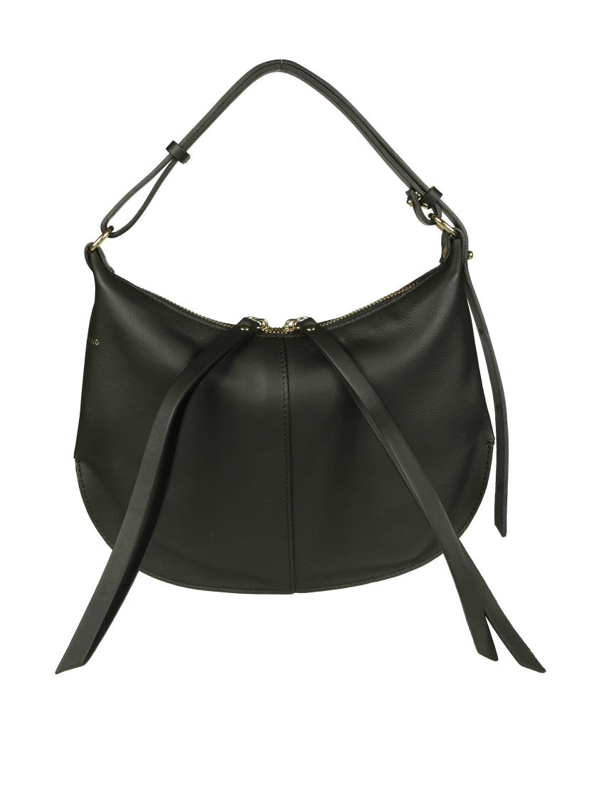 My Best Bag Curved Black Leather Shoulder Bag