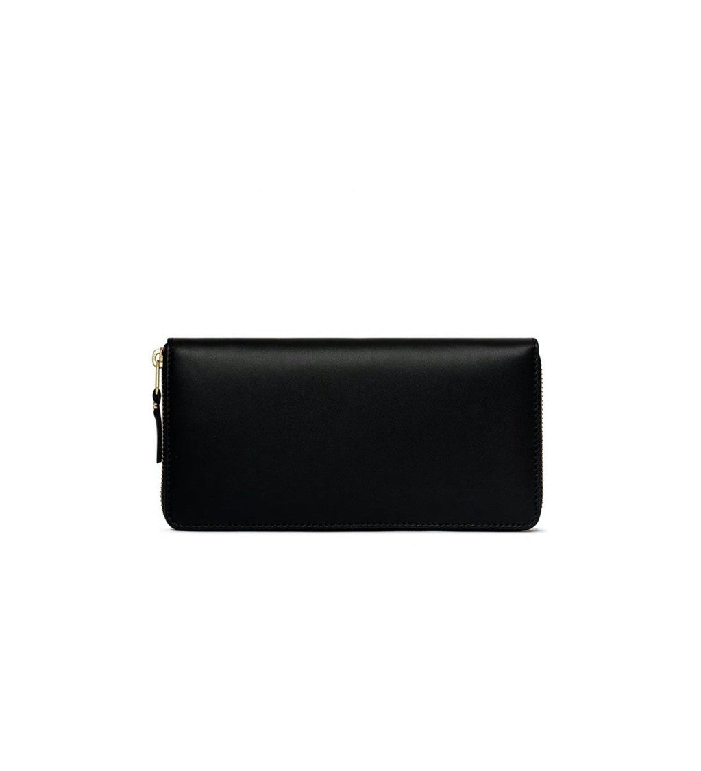 Wallet Cdg Minimalist Black Leather Wallet With Zip Closure