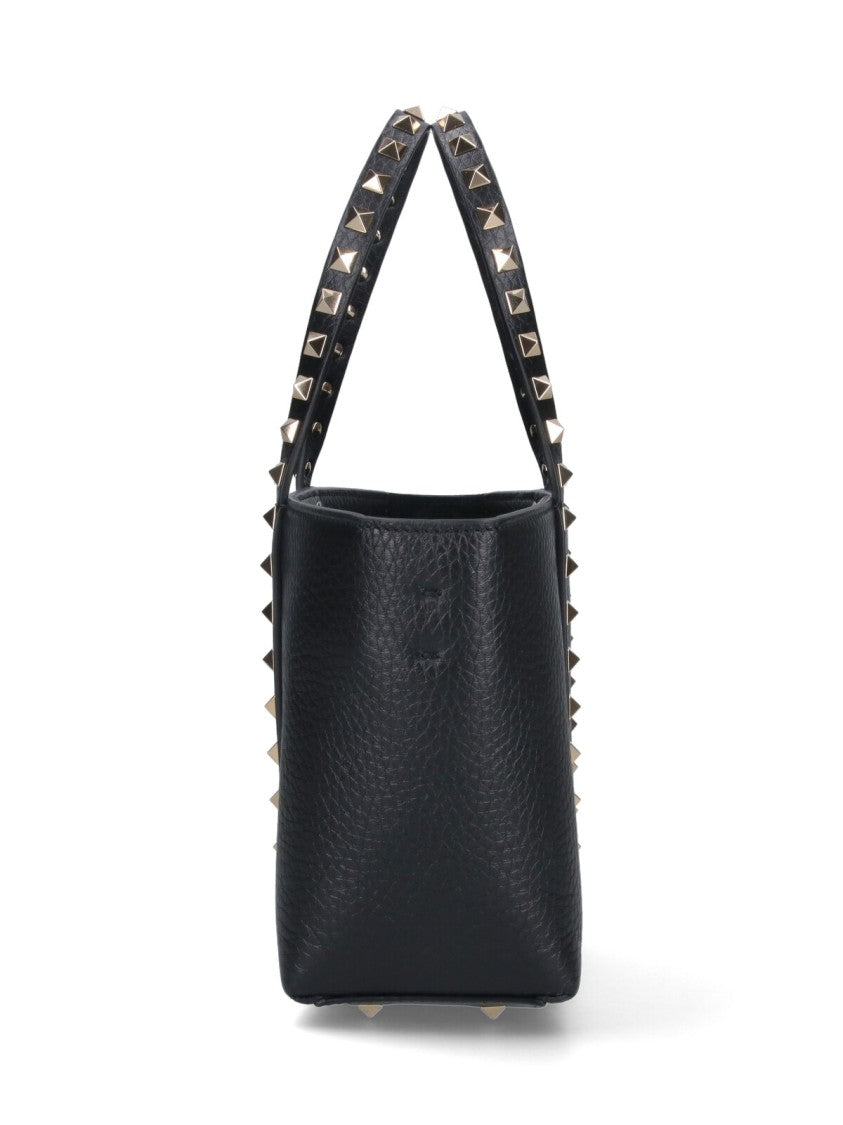 Valentino Garavani Small 'Rockstud' Top Handle Bag – Black