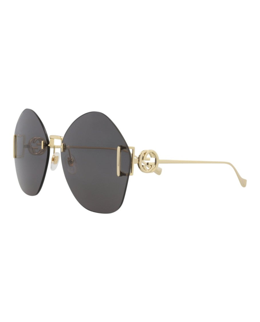Gucci Round-Frame Metal Sunglasses With Jewel-Toned Velvet Case