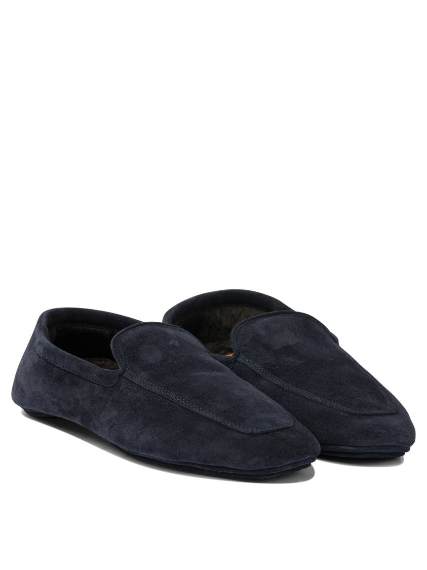 Henderson Baracco Blue Suede Loafers With Minimalist Silhouette