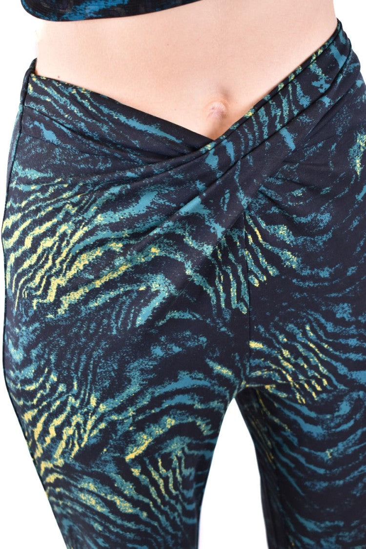 Diane Von Furstenberg High Waist Flared Bold Animal Trousers