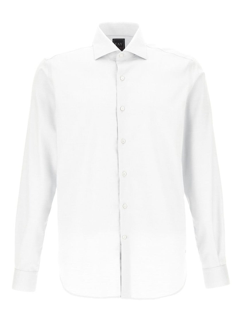 Fay Classic White Long-Sleeved Shirt With Structured Collar