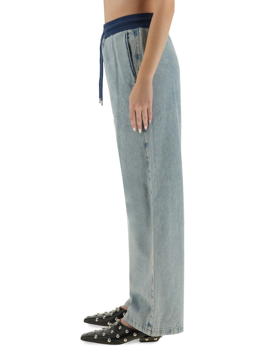 Moschino Wide-Leg Denim Jeans With Drawstring Waistband